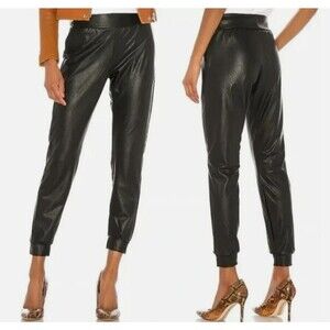 Commando Womens Faux Leather Jogger Pants Size S Black Pull On Cyber Goth Ankle